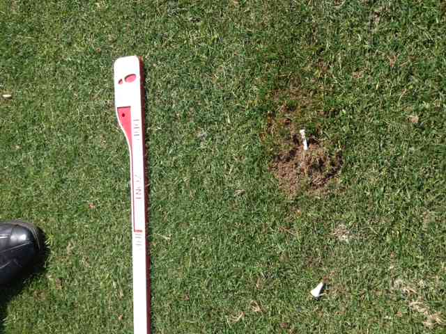 2 Tee Drill Finish - 1st tee out of ground, 2nd broken / bent over